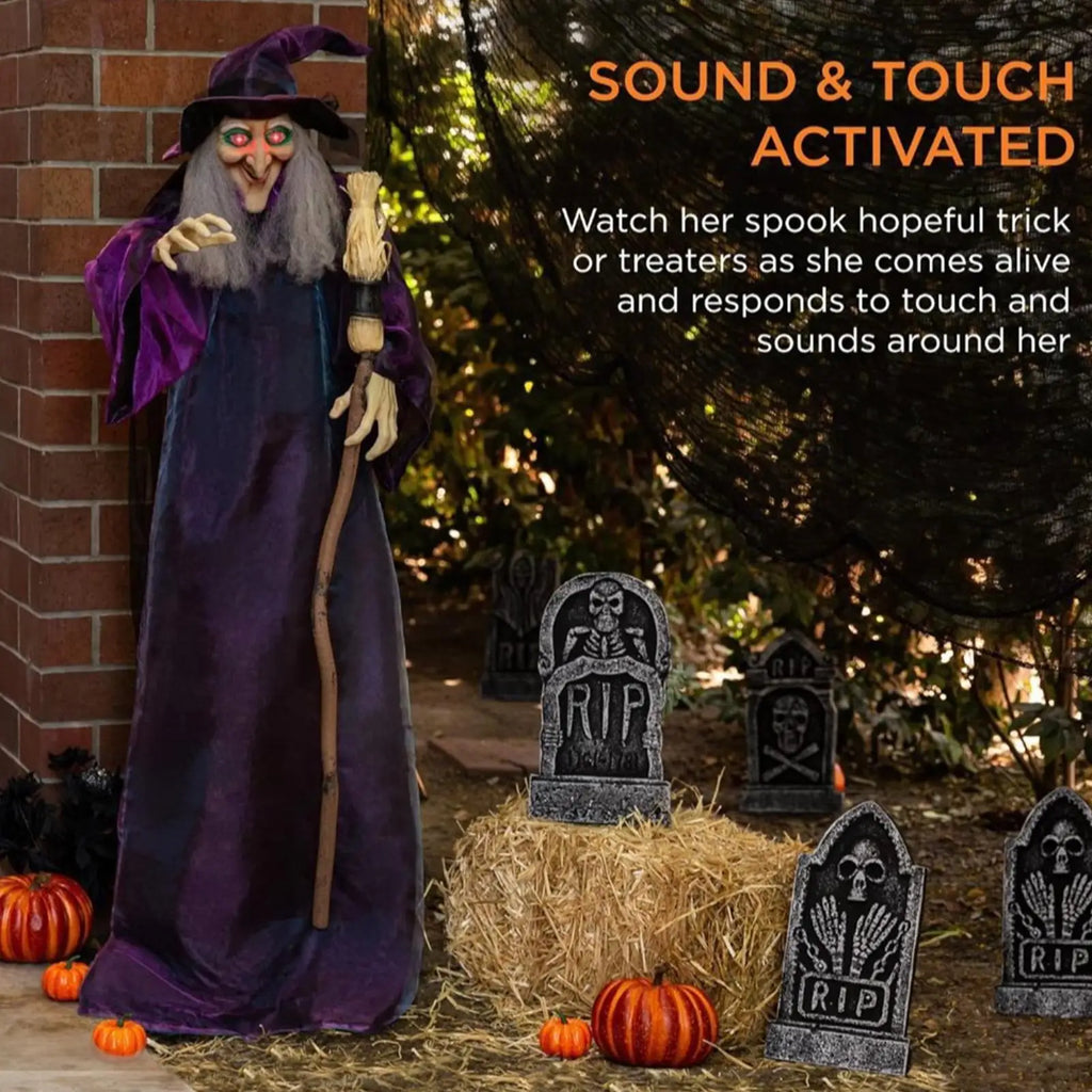 Sound-Activated Hanging Witch Prop