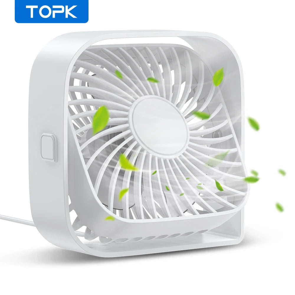 Mini USB Desk Fan with 3 Speeds and 360° Rotation