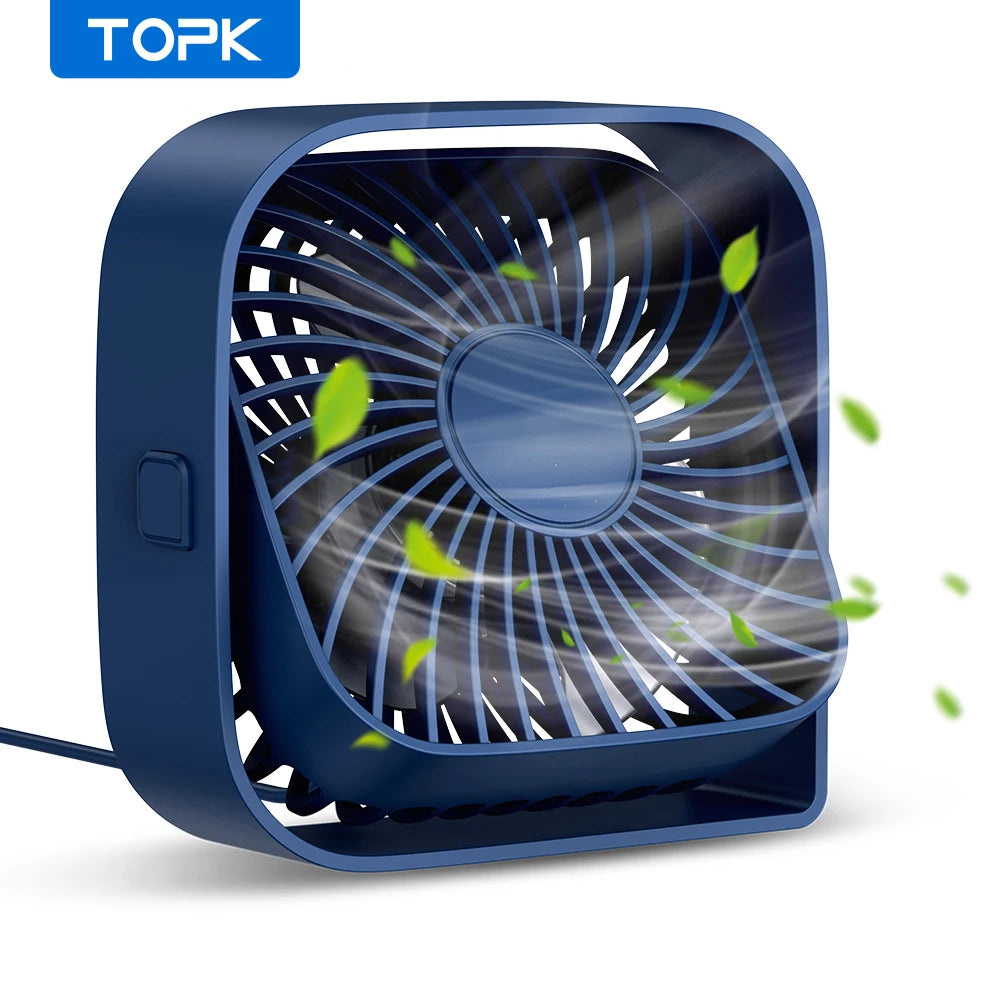 Mini USB Desk Fan with 3 Speeds and 360° Rotation