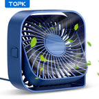 Mini USB Desk Fan with 3 Speeds and 360° Rotation