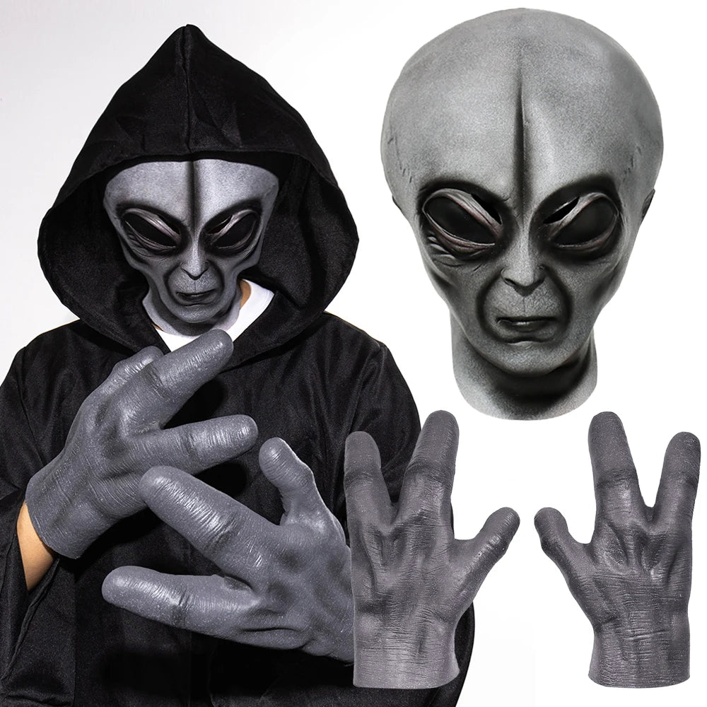 Alien Latex Mask And Gloves