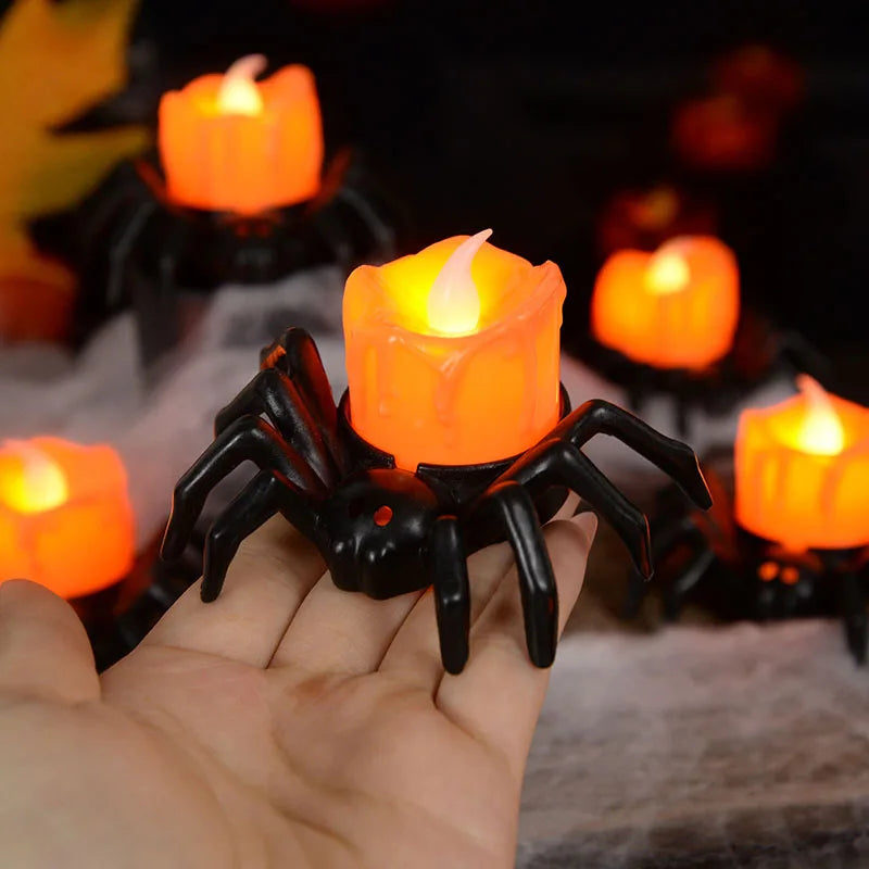 LED Spider Pumpkin Candle Light