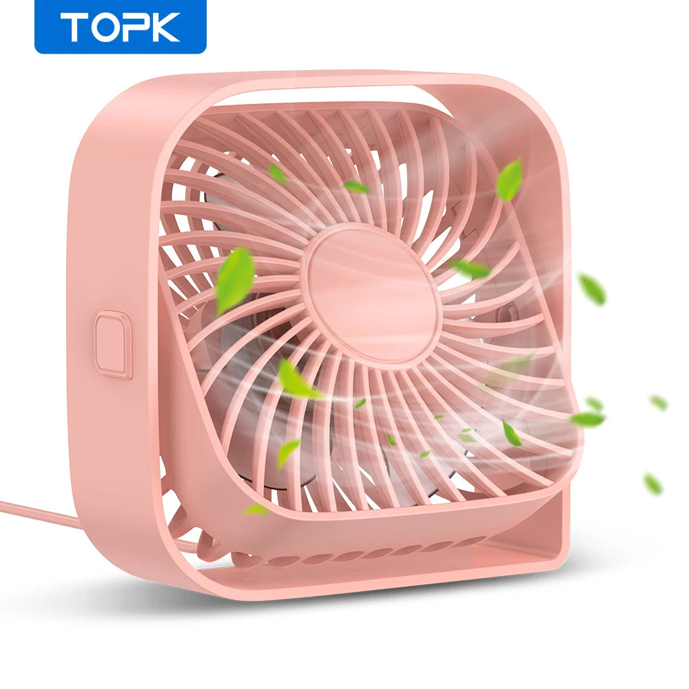 Mini USB Desk Fan with 3 Speeds and 360° Rotation