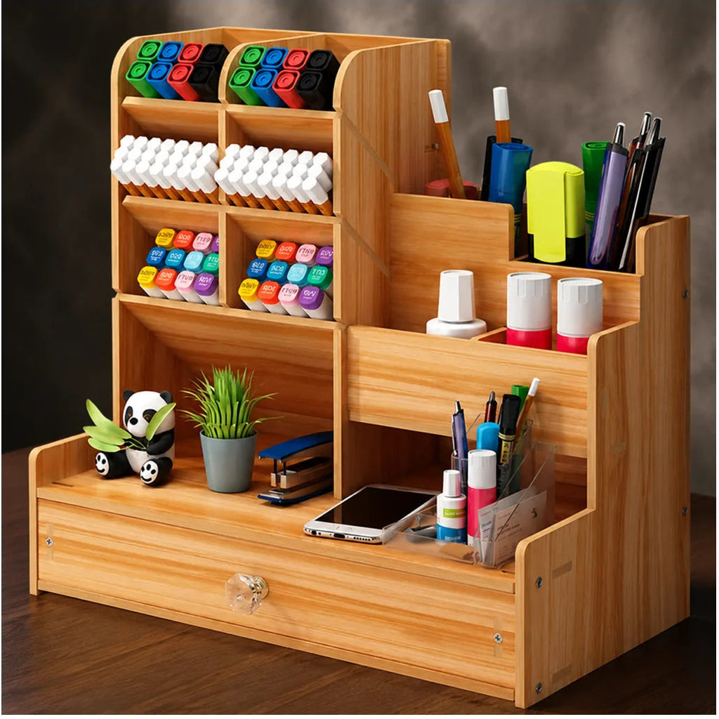 Wooden Desk Organizer With Drawer