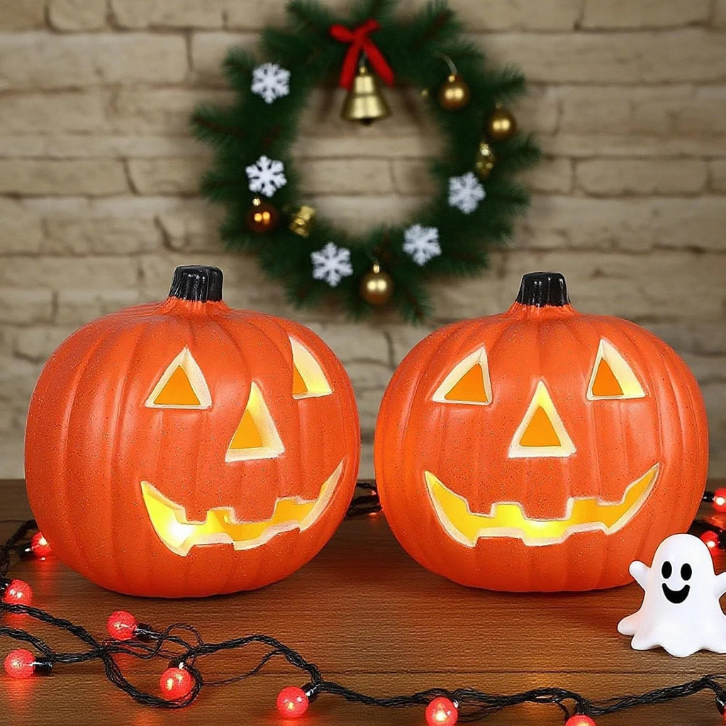 Light-Up Pumpkin Halloween Statue