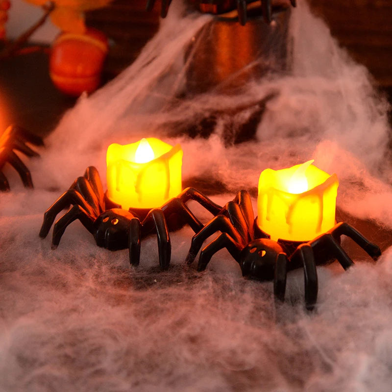 LED Spider Pumpkin Candle Light