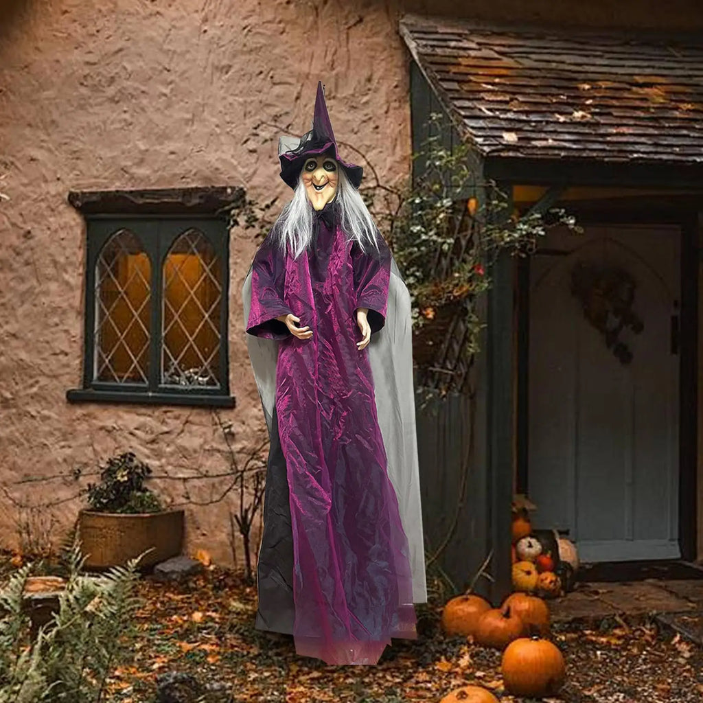 Sound-Activated Hanging Witch Prop