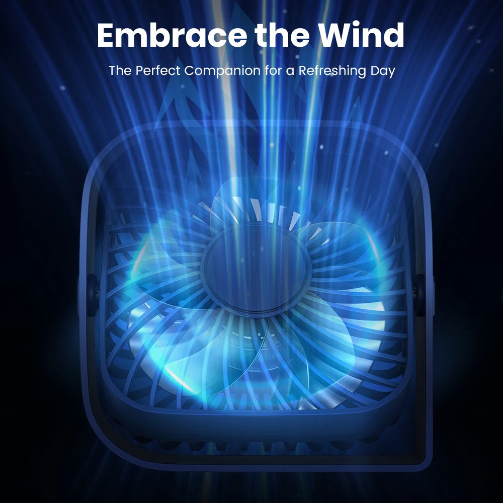 Mini USB Desk Fan with 3 Speeds and 360° Rotation
