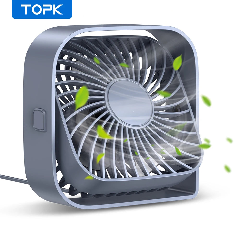 Mini USB Desk Fan with 3 Speeds and 360° Rotation