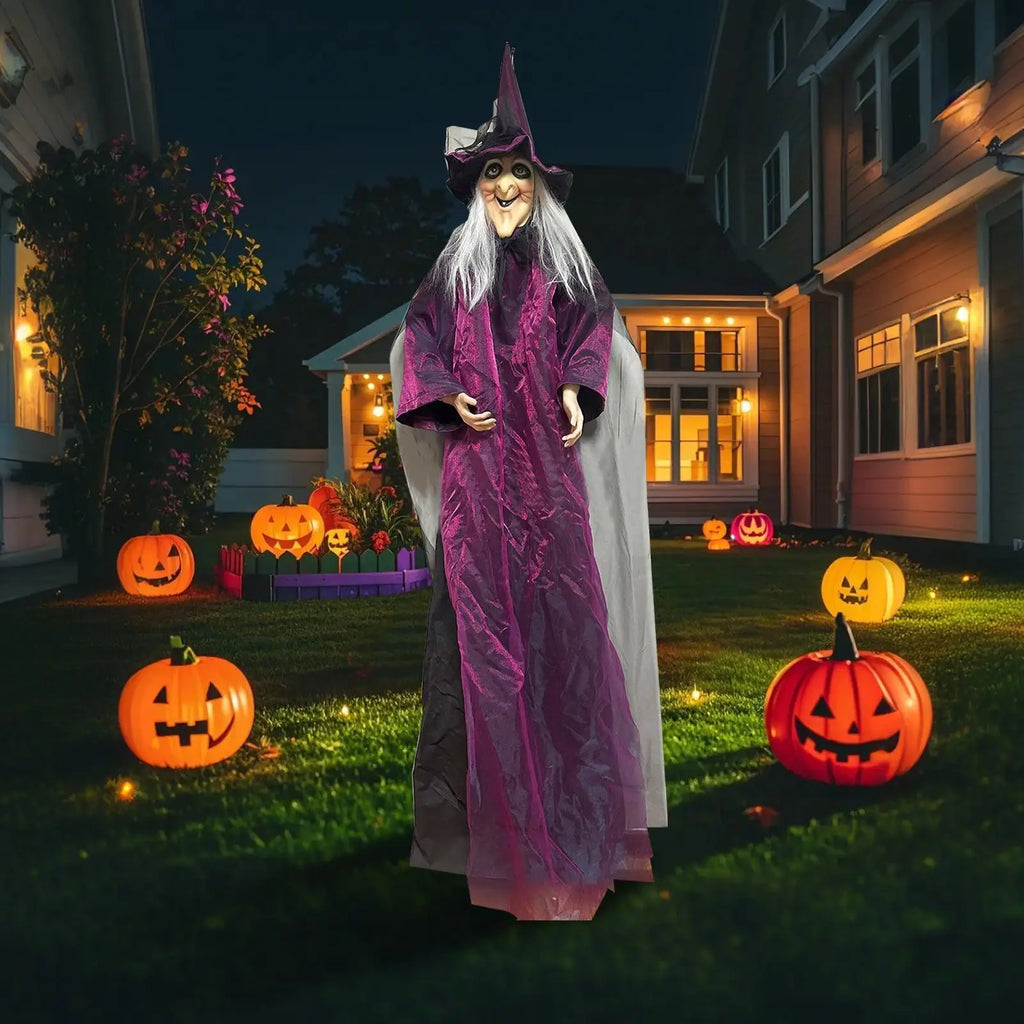 Sound-Activated Hanging Witch Prop