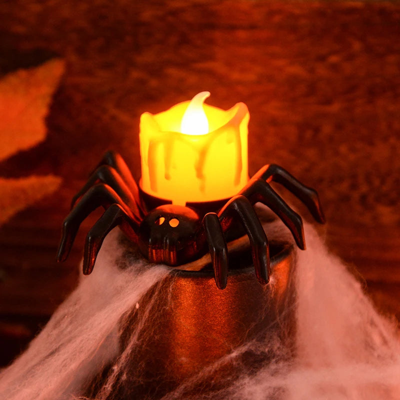 LED Spider Pumpkin Candle Light